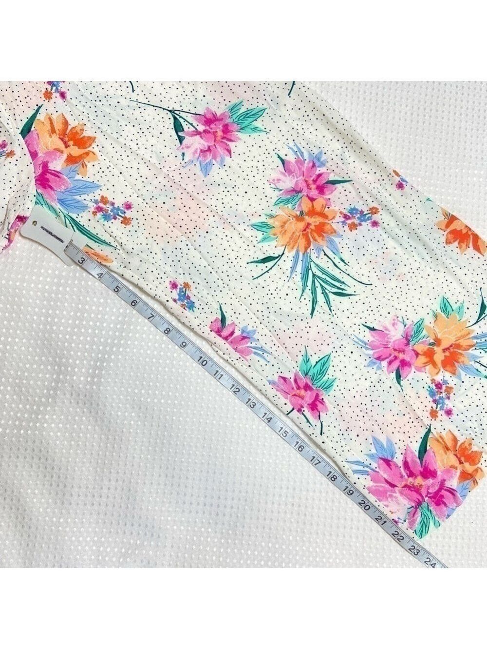 GIANNI BINI NWT Cropped Wide Leg Tropical Flowers And Polka Dot Jumpsuit Large - Picture 8 of 14